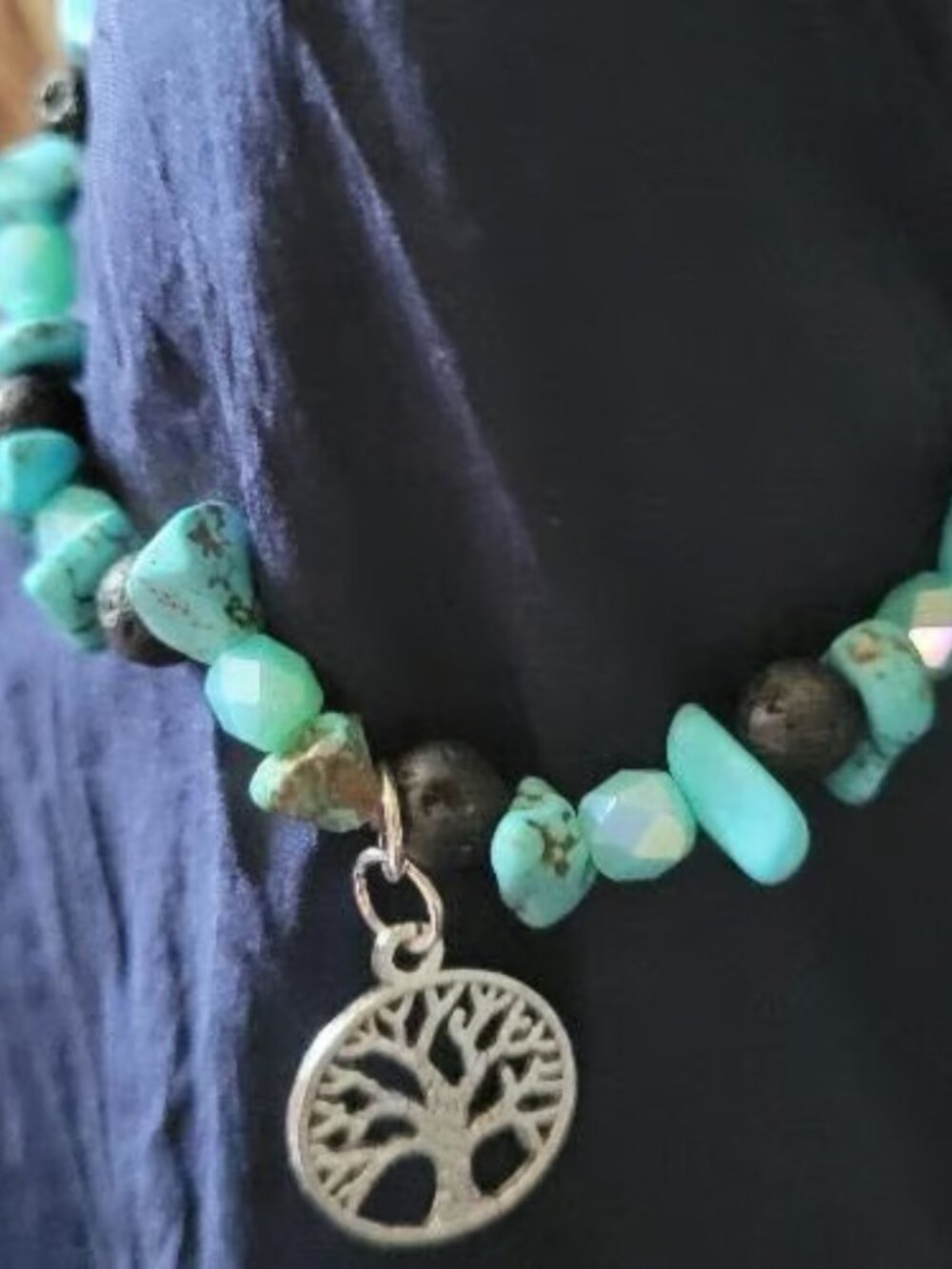 Chic Turquoise, Pale Green and Bronze Wrist Wraps with Charms